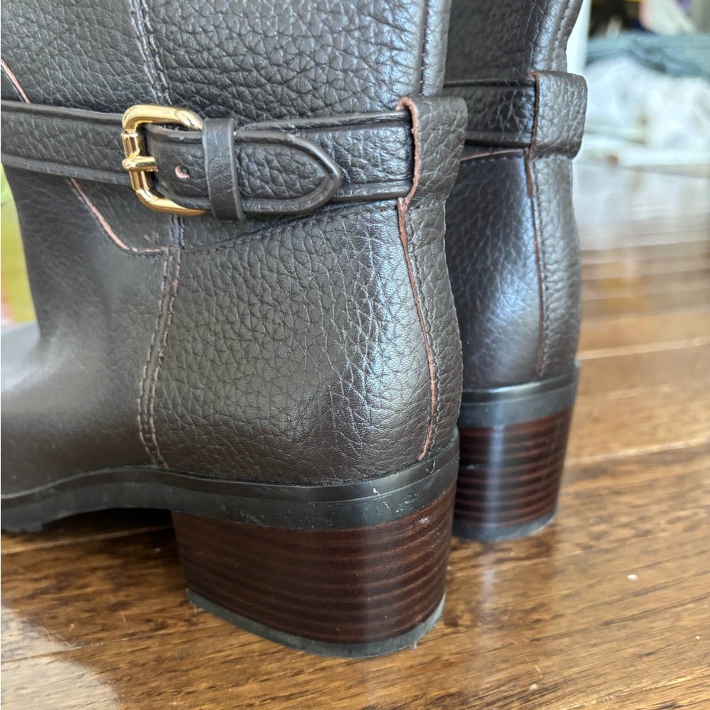 Coach Sullivan Safari Chestnut Brown Pebbled Leather Luxury Tall Riding Boots‎ - Picture 6 of 10